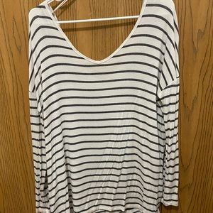 Dark gray and white strip long sleeve shirt